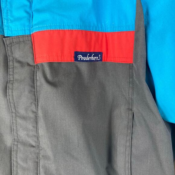 VTG Powderhorn Goose Down Jacket Mens M Blue Gray Colorblock Mountains Snow USA - Picture 6 of 16